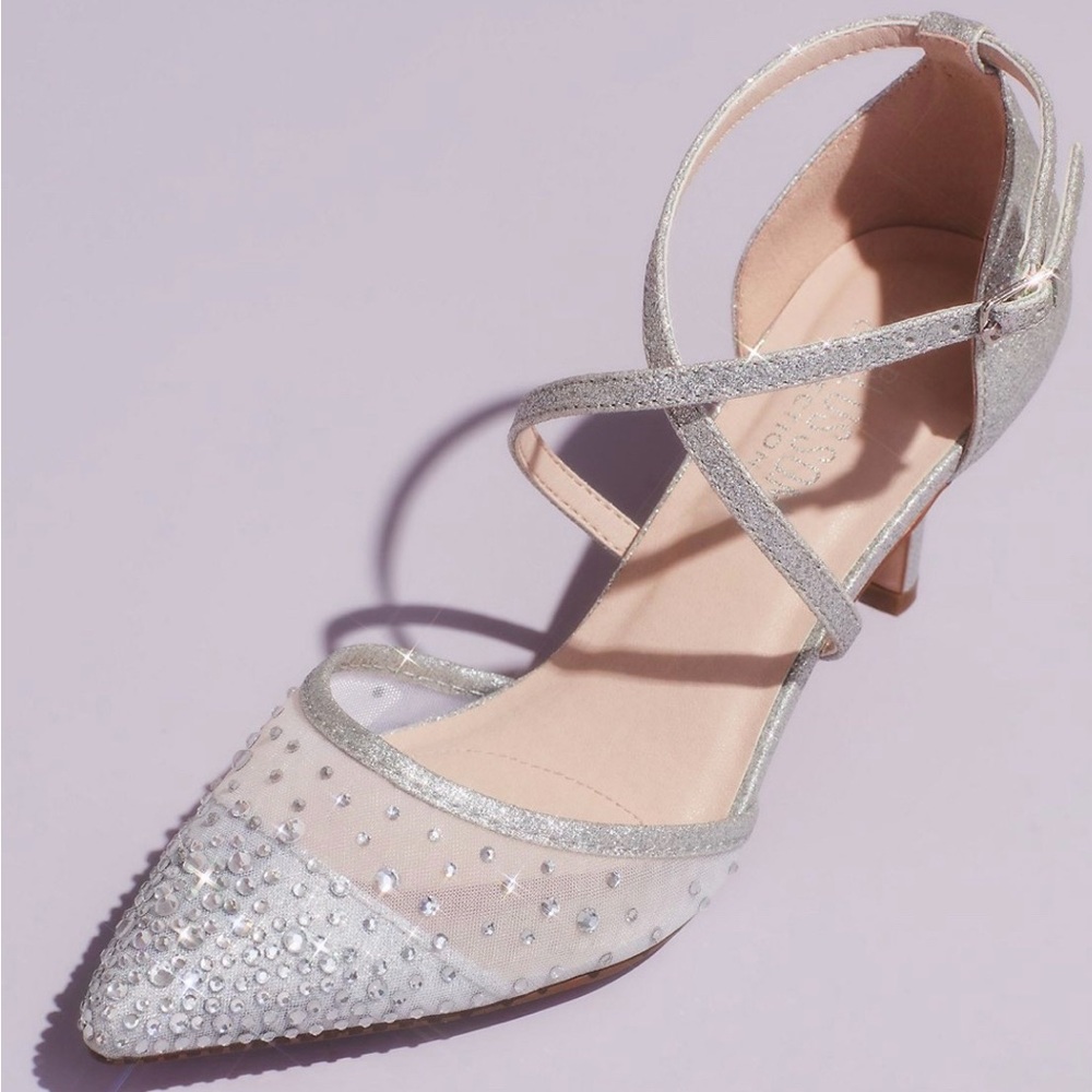 De Blossom Collection Silver Embellished Heels